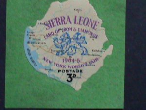 ​SIERRA LEONE-1965 MAP AND LION-SPECIAL MAP SHAPE MNH VF LAND OF GOLD & DIAMON
