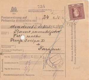 Yugoslavia Bosnia and Herzegovina 20h Emperor Karl I 1918 K. und K. Milt. Pos...