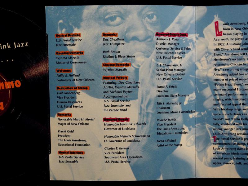 1995 32c LOUIS ARMSTRONG FIRST DAY ISSUE STAMP CEREMONY PROGRAM (ESP#N1317-67)