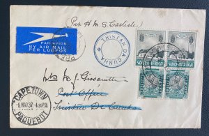 1937 Johannesburg Mobile PO South Africa Paqueboat Cover To Tristan Da Cunha