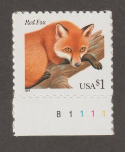 EDSROOM-17101 US 3036 MNH 1998 Plate # Single Red Fox