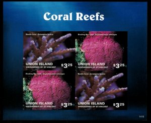Union Island 2014 - Coral Reefs - Sheet of 4 IMPERF Stamps - MNH