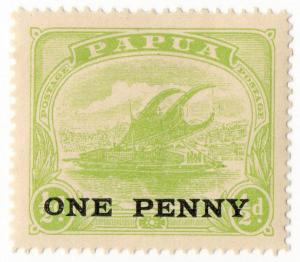 (I.B) Papua Postal : Overprint 1d on ½d OP