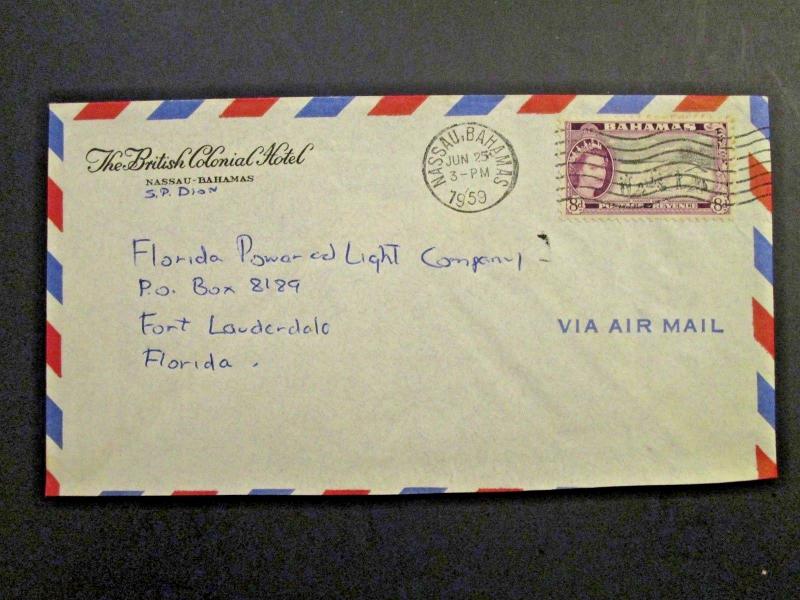 Bahamas 1959 8d QEII Series on Hotel Cover to USA - Z4337