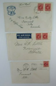 1944 Canada 3 Military usage covers to Miss Ruby Little Printed cachets Fine