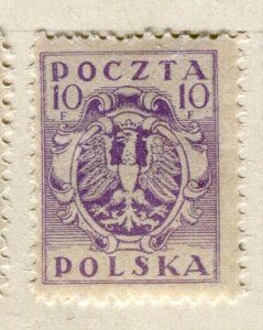 POLAND; 1919 early Eagle & Shield issue Mint hinged 10f. value