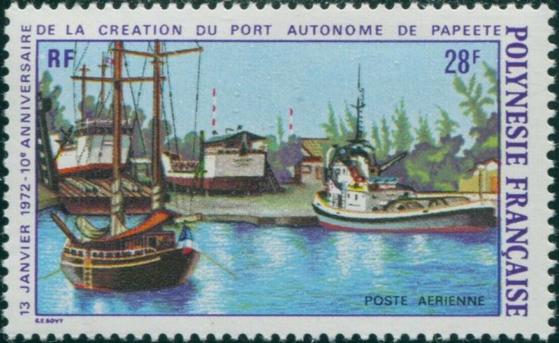French Polynesia 1972 Sc#C83,SG153 28f Papeete Harbour MNH
