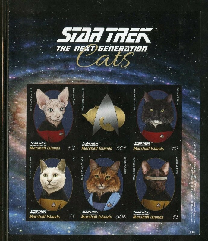 MARSHALL IS.2018 STAR TREK THE NEXT GENERATION CATS IMPERFORATE SHT II  MINT NH