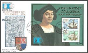 NEW ZEALAND 1992 World Columbian Stamp Expo souvenir sheet FDC.............60640