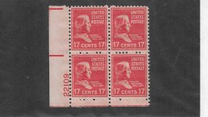 US SCOTT# 822 PLATE BLOCK OF 4 MNH SCV $5.00