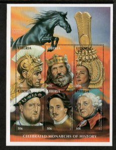 Liberia 1998 - Monarchs of History - Sheet of 6 Stamps - Scott #1337 - MNH