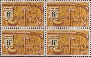 US 1357 Daniel Boone 6c block MNH block (4 stamps) 1968