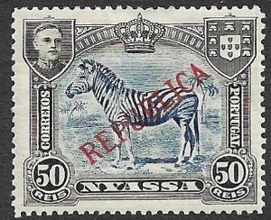 NYASSA 1911 50r ZEBRA Overprint Issue Sc 56 MH