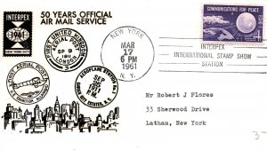 50 YEARS OF OFFICIAL AIR MAIL SERVICE CACHET COVER AT INTERPEX INTERNATIONAL '61