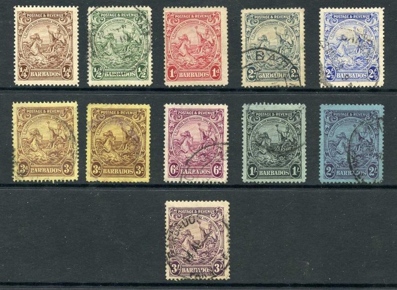 Barbados 1925 selection of values to 3/- 