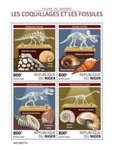 NIGER - 2019 - Shells and Fossils - Perf 4v Sheet - Mint Never Hinged