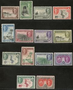 NYASALAND Sc#68-81 SG144-157 1945 Pictorials Complete Set Mint OG LH