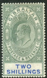 GIBRALTAR-1903 2/- Green & Blue.  A lightly mounted mint example Sg 52