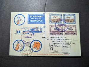 1932 Registered South West Africa Airmail Cover Mariental to North Rhodesia