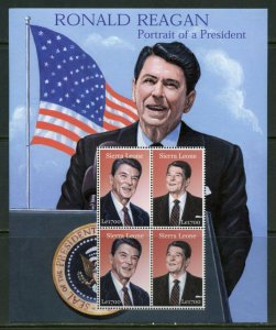 SIERRA LEONE  RONALD REAGAN PORTRAIT OF A PRESIDENT  SHEET  MINT NEVER HINGED