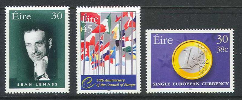 Ireland 1999 Lemass, Euro, Council of Europe #1178-80 MNH