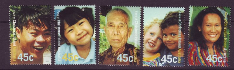 J24281 JLstamps 2000 australia christmas island set mnh #477a-e people