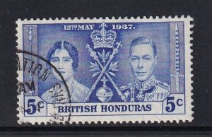 British Honduras  #112  used  1937  coronation  5c