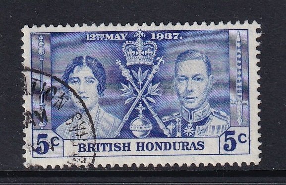 British Honduras  #112  used  1937  coronation  5c