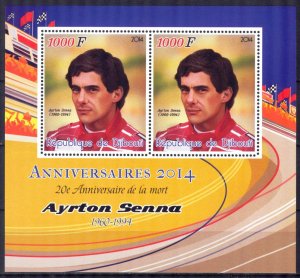 Djibouti 2014 Racing Cars Formula -1 Driver Ayrton Senna sheet MNH