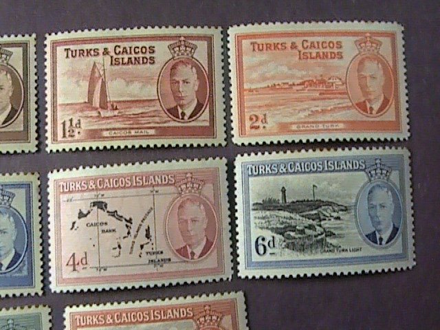 TURKS & CAICOS ISLANDS # 105-117-MINT/HINGED--SLIGHT TONING--COMPLETE SET--1950