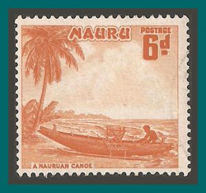 Nauru 1954 Canoe, 6d used  43,SG52