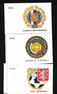 CZECHOSLOVAKIA 1990 SOCCER WORLD CUP ITALY SET OF 3 BOOKLETS WITH 10 STAMPS MNH