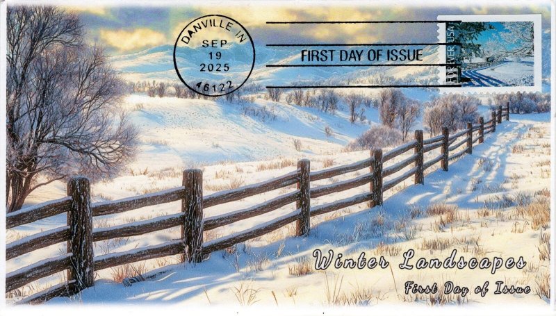 2025, Complete Set (5 covers), Winter Landscapes, Standard Postmark, FDC