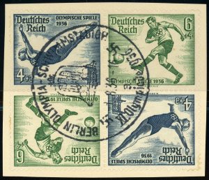 Germany #B83-B84 Berlin Olympic Swimming Pool Postmark Se-Tenant Tete-Beche 1936