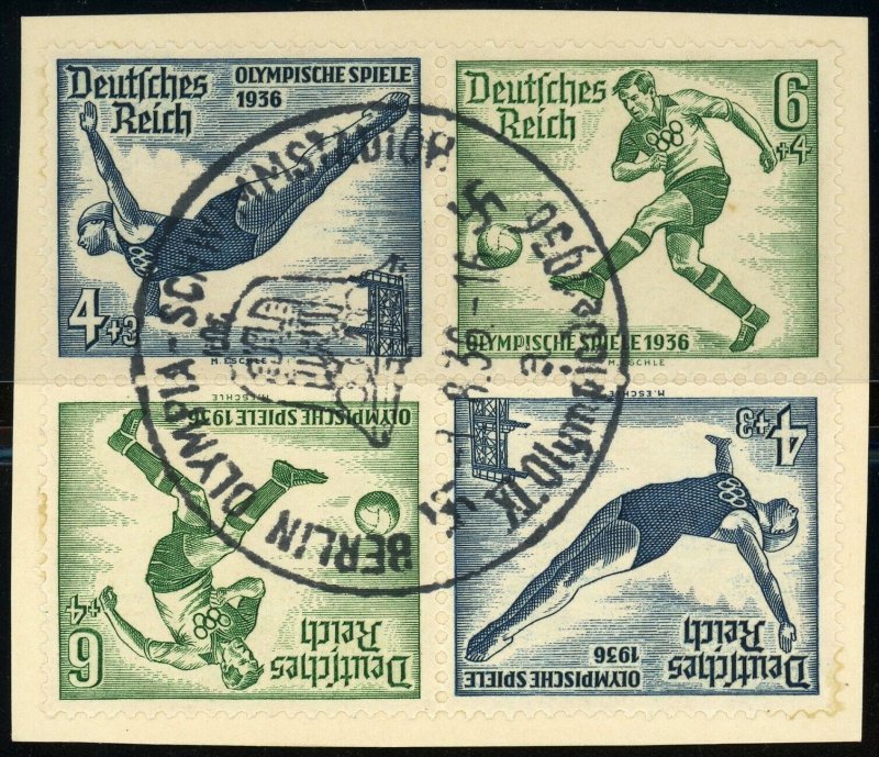 Germany #B83-B84 Berlin Olympic Swimming Pool Postmark Se-Tenant Tete-Beche 1936