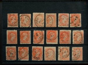 ?DATED COPIES of 18 x THREE cent  Small Queen lot used Canada