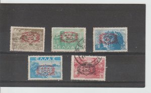 Greece  Scott#  501-505  Used  (1947 Surcharged)