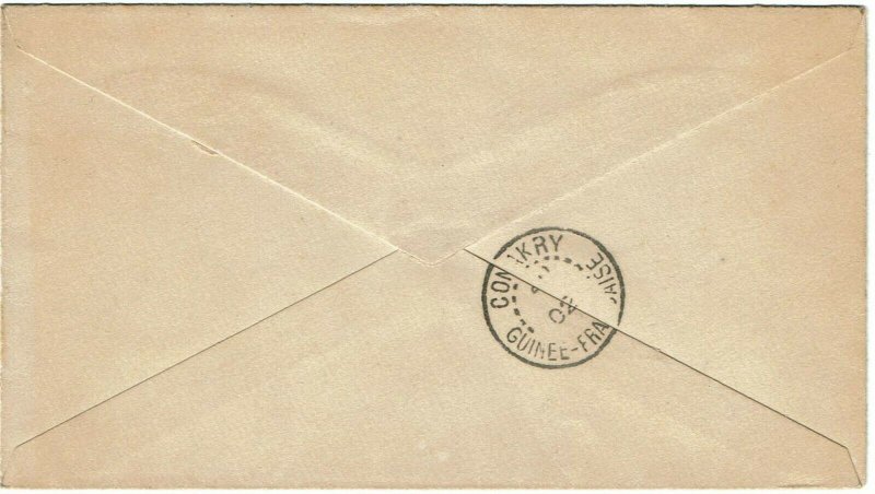 Sierra Leone 1903 Freetown cancel on stationery envelope to FRENCH GUINEA