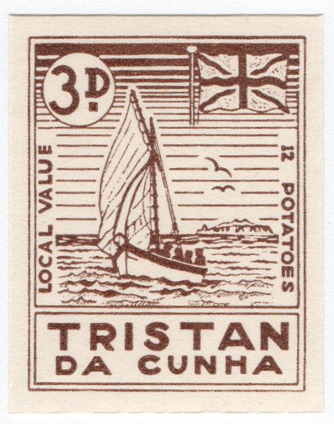 (I.B) Tristan da Cunha Postal : Local Post 3d (Yacht)