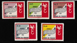 Paraguay 1961 Europa Issue set of 5 VF/NH/(**) Mi. 1694-1698