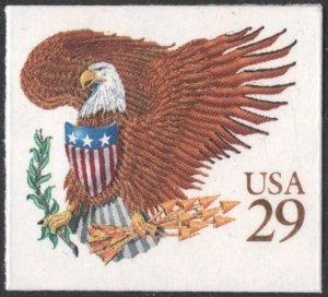 SC#2595 29¢ Eagle & Shield Booklet Single (1992) SA