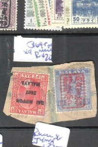 MALAYA JAPANESE OCCUPATION NS (P2811BB) 15C RED  CHOP+PERAK DN 8C PIECE  VFU 