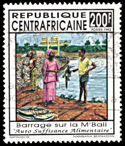 Central Africa 1024, postally used, M'Bali Dam Project