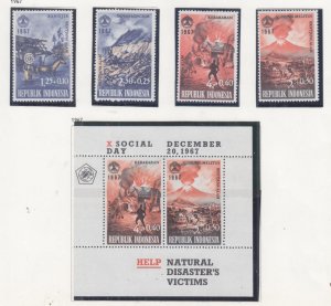 INDONESIA, 1967 National Disaster fund set of 4 & Souvenir Sheet, mnh.