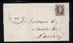 USA #1b Used Very Fine+ On Cover From Ann Arbor Michigan - File Fold At Left