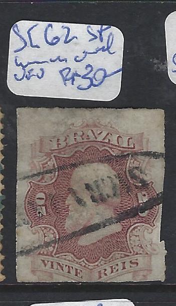 BRAZIL (P0303BB)  DOM PEDRO  20R  ROULETTE ST LINE IN OVAL SC 62   VFU