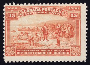 Canada Scott 102 Mint HR OG gum dist 1908 15c Red Orange Lot AC9004 bhmstamps