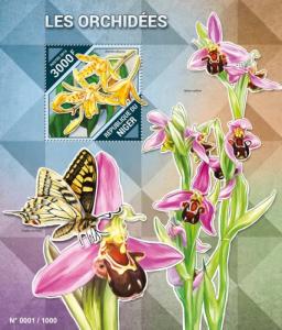 NIGER 2015 SHEET ORCHIDS FLOWERS nig15517b