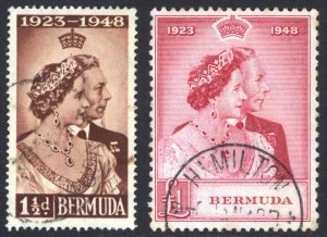 Bermuda 1948 1.5d-£1 Silver Wedding Scott 133-134 SG 125-126 VFU Cat $55