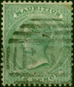 Mauritius 1863 6d Yellow-Green SG64 Fine Used (2)